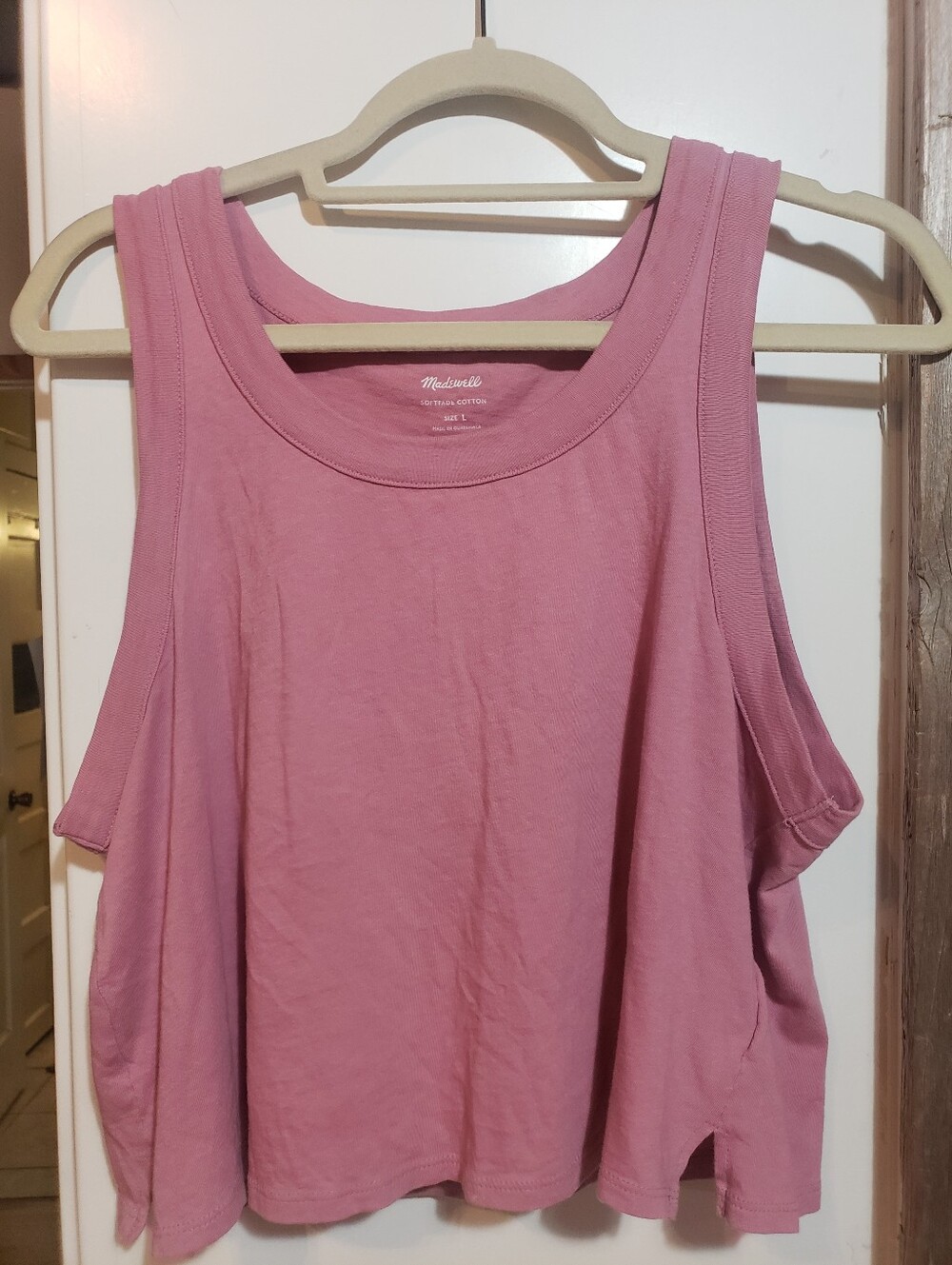 Madewell Top Crop Large Soft Cotton Rose Color